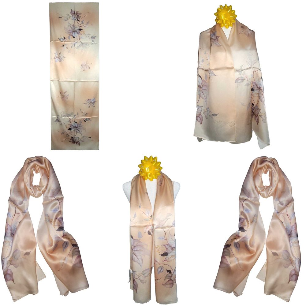 NWT Genuine 100% Mulberry Silk Satin Scarf 21"x66" Long Rectangle Shawl 53111